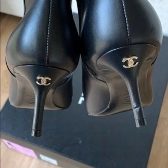 SOLD Chanel Black Stiletto Ankle Boots Booties - Picture 3 of 8